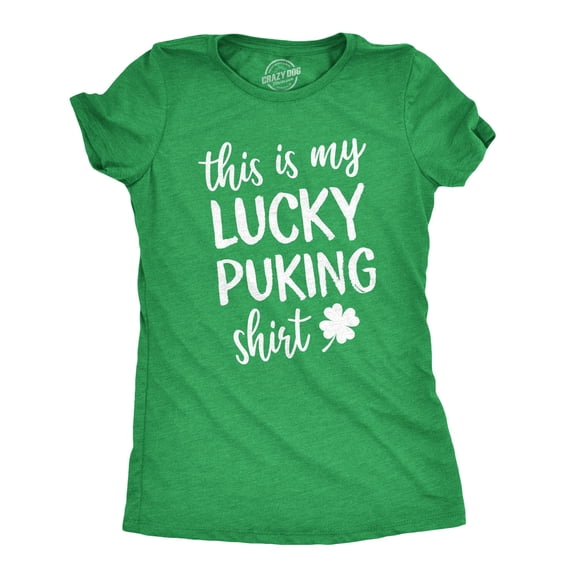 Womens This Is My Lucky Puking T Shirt Funny Saint Patricks Day St Patty Tee (Heather Green) - M