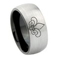 thumbnail image 1 of Tungsten Fleur De Lis 8mm Brushed Gray Dome Polished Black Men Ring, 1 of 2
