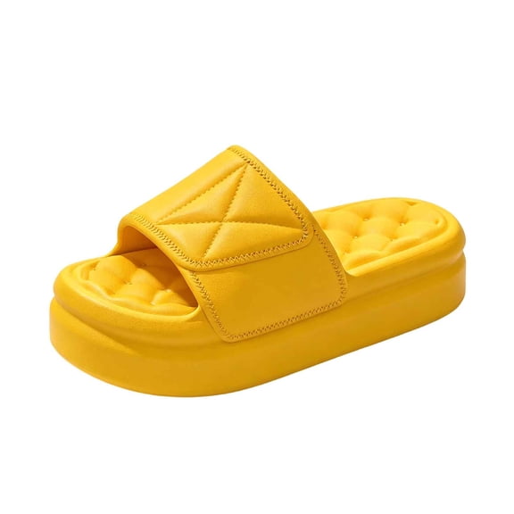 Gpaecead Unisex Thick Sole Slide Sandals Cloud Like Cushioned Comfort Eva Platform Non Slip Shoes For Home And Beach, Yellow