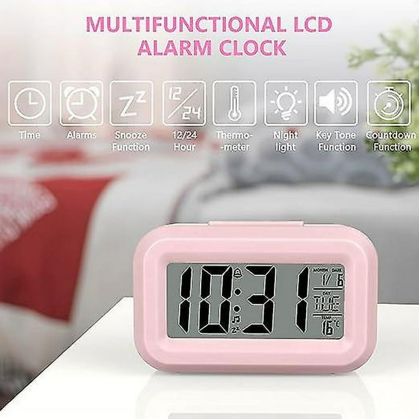 rosa Reloj despertador digital con pilas reloj despertador digital LED pantalla grande con reloj de temperatura y fecha para oficina en casa Bodega Aurrera en linea