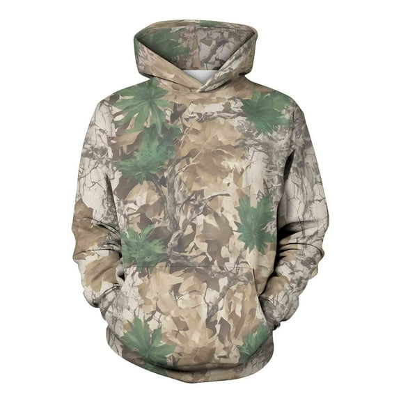 Makaor Men's Sweatshirts Long Sleeve Pockets Big and Tall Hooded Tops Camouflage Pullover Tees Fleece Oversized Outfits Clothes