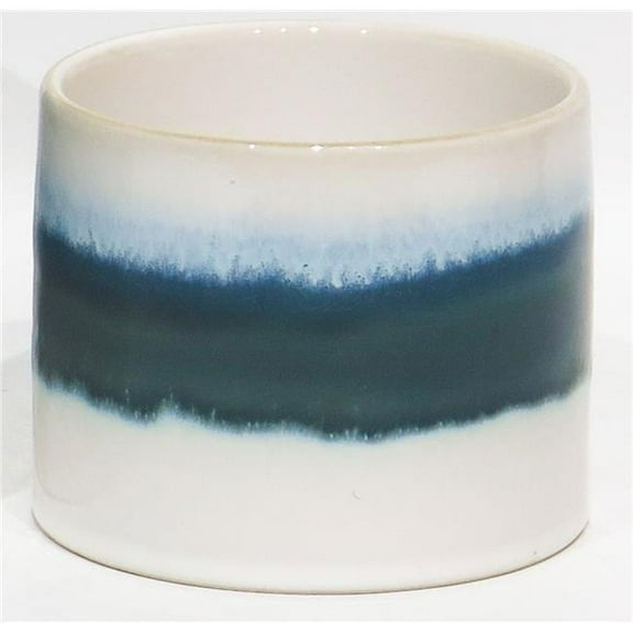 Green, Blue & White Reactive Glaze Ceramic Planter