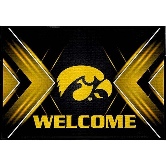 VictoryStore Doormats: Iowa Hawkeyes Doormat 24x36 Inches, Welcome Floor mat Go , Officially Licensed University of Iowa Doormat