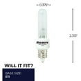 thumbnail image 2 of Bulbrite  KX2000 Pack of (2) 60 Watt Dimmable Frost T3 Xenon Light Bulbs with Mini-Candelabra (E11) Base, 2700K Warm White Light, 2 of 5