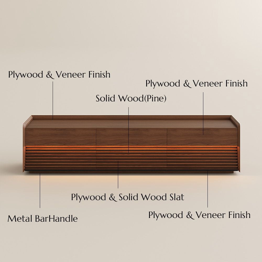 POVISON-78.74" Mid-Century TV Stand, Modern Entertainment Center, Cabinet with Adjustable Light, Walnut TV Console，Fully-Assembled, Perfect for 75-inch TVs