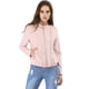 thumbnail image 2 of Chaqueta corta de motociclista con cuello alto Piel sintética asimétrica con cremallera frontal para mujer Rosa L, 2 of 6