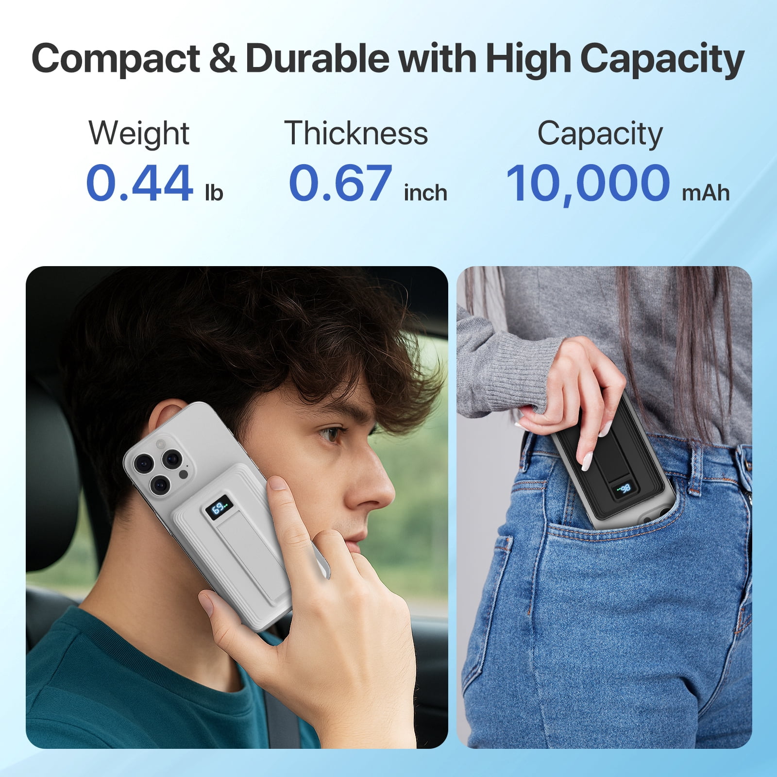 PGYOB 2 Pack Magnetic Power Bank 10000mAh, Wireless Power Bank, Portable Charger With 22.5W PD Fast Charging , LED Power Display for iPhone 15/16/14/13/12 Pro/Pro Max/Plus/Mini Series