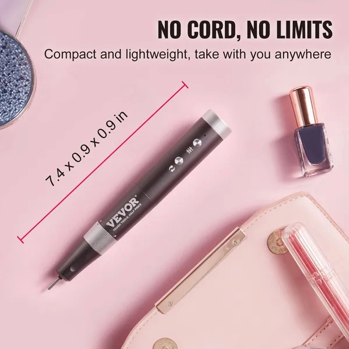 Cordless Electric Nail Drill - 30,000RPM Rechargeable Nail E-File Machine for Manicure & Pedicure, Portable with 50 Sanding Bands, Perfect for Dead Skin Removal & Nail Smoothing