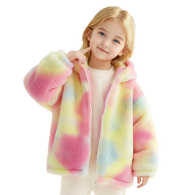 Jackets for Girls 4-10 Years Colorful Warm Hooded Jacket Winter