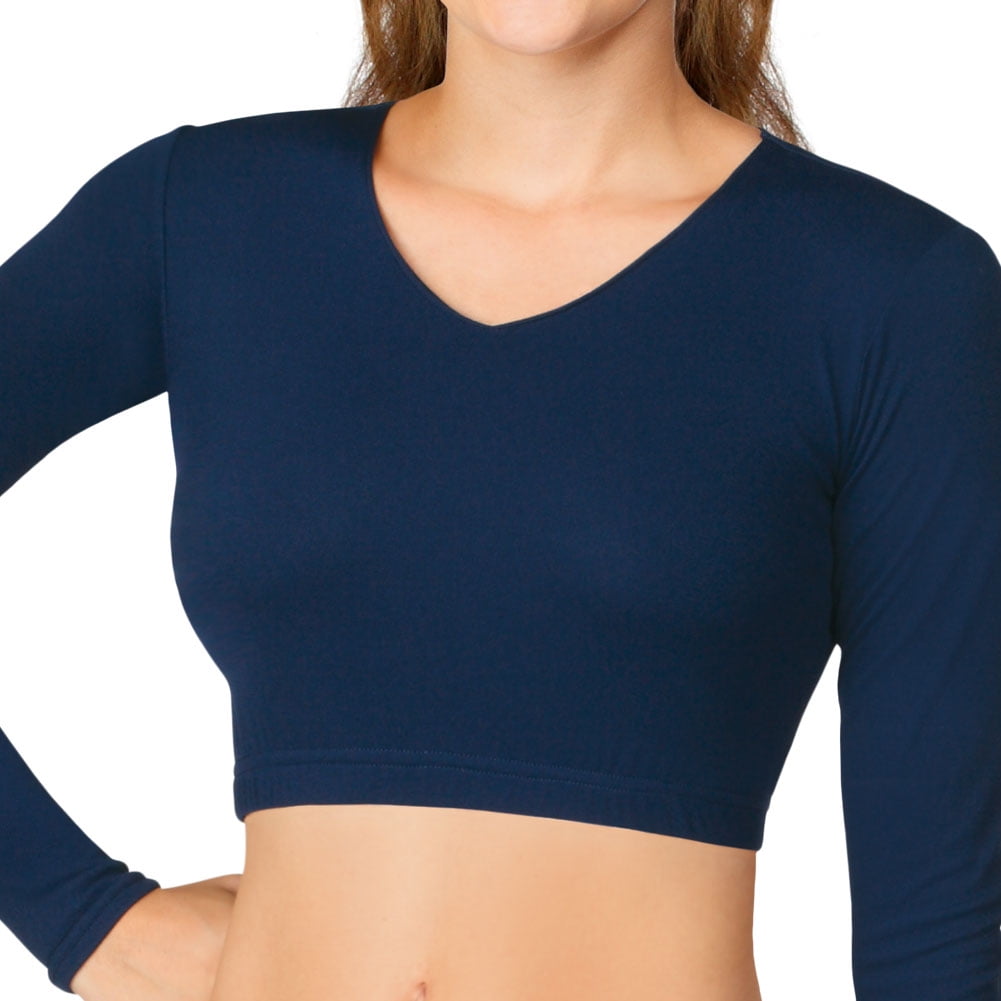 Bodysuit Cropped Cheer Top Cropped V-Neck Cheer Bodysuit Navy XX-Large