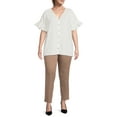 thumbnail image 4 of Terra & Sky Women's Plus Size V-Neck Shirred Top, Blouses & Tops, 4 of 5