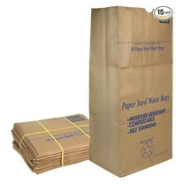 30 Gallon Lawn & Leaf 2-Ply Heavy-Duty Yard Waste Compost Refuse Paper Bags, Eco-Friendly, Tear Resistant, Self Standing, Biodegredable, Made in USA, 15 Count