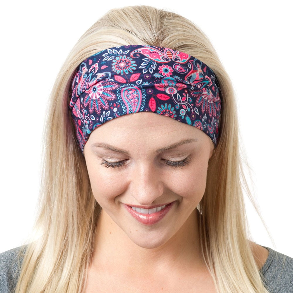 Yoga Headband-Mom Hair-Wide Headband-Cotton Spandex Blend-Florals