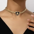 thumbnail image 3 of Heart Pendant Necklace for Women Gold Heart Choker Necklace Silver Rhinestone Chunky Cz Heart Necklaces Punk Cuban Link Chain Necklace Trendy Jewelry, 3 of 19