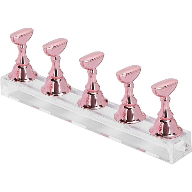 Base Magnética para Práctica de Uñas, Soporte de Punta de Uña para Uñas, Juego de Manicura, Herramienta para Uñas Postizas, Manicura(rosado)