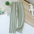 thumbnail image 2 of Tnhcen Women's Thin-Stripe Fleece Pajama Pants Warm Thermal Sleepwear with Pockets Elastic Waist Lounge Pants Home Wear M-XL Green, 2 of 9