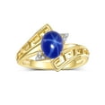 thumbnail image 1 of RYLOS Rings for Women 14K Gold Plated Silver Greek Key Designer Ring 9X7MM Gemstone & Diamond Ring September Blue Star Sapphire Jewelry Size 9, 1 of 7