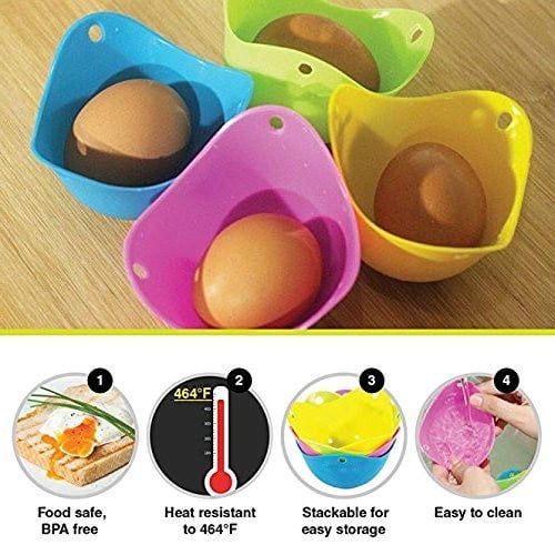 Silicone Egg Poacher Cups Set of 4 Poaching Pods for Cooking Perfect
