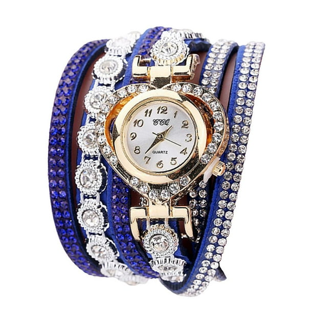 Reloj de pulsera Sunnimix de cristal para mujer Azul