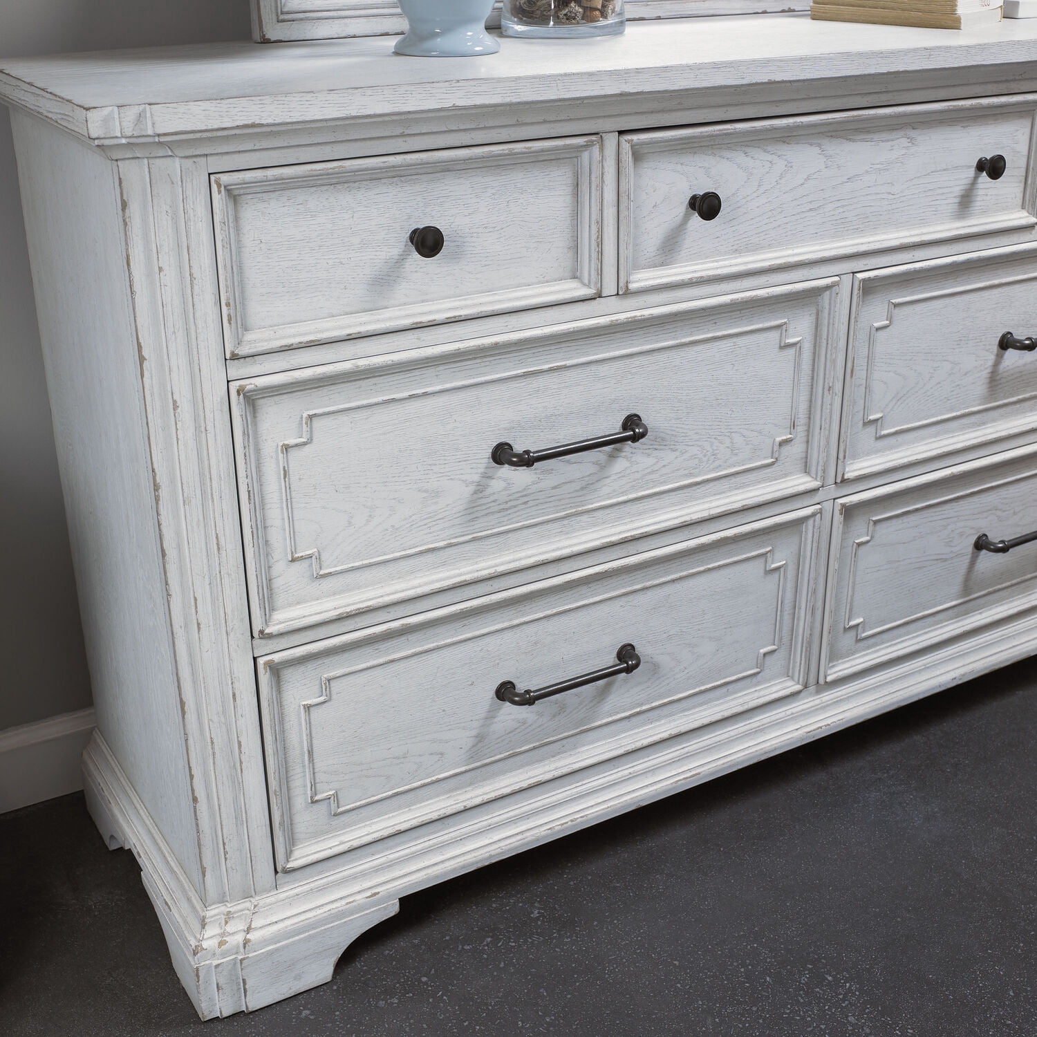 Alpine Furniture Clara Wood 7 Drawer Dresser in White