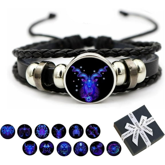 Spirilet Bracelet for Women, Zodiac Signs Spirit Bracelet, Serene Manifestation Bracelet, Adjustable 12 Constellation Zodiac Leather Bracelets Unsex