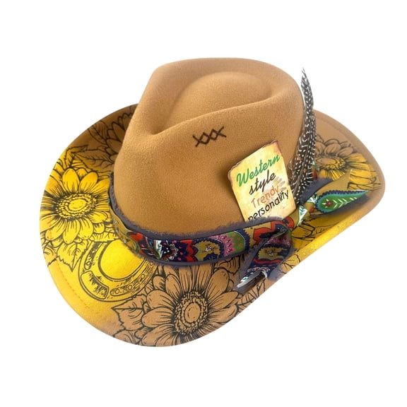 Valora Stylish Western Cowboy Hat For Men And Women Wide Brim Fedora With Beaded Band Classic Outdoor Country Fashion Accessory Brown