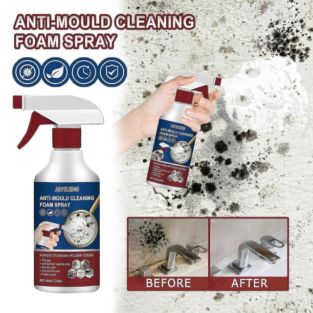 Spray Antimoho, Limpiador de Moho, Espuma Limpiadora Antimoho, Potente Limpiador de Espuma Multiusos, Elimina Manchas de Paredes, Azulejos, Juntas de Silicona y 6