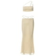 thumbnail image 6 of Franhais Women 2pcs Set,  Solid Color Sleeveless Tube Tops Matching Elastic Long Skirt, 6 of 8