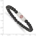 thumbnail image 2 of Primal Steel Stainless Steel Brushed Medical ID Plate Onyx Bead Stretch Bracelet, 2 of 7