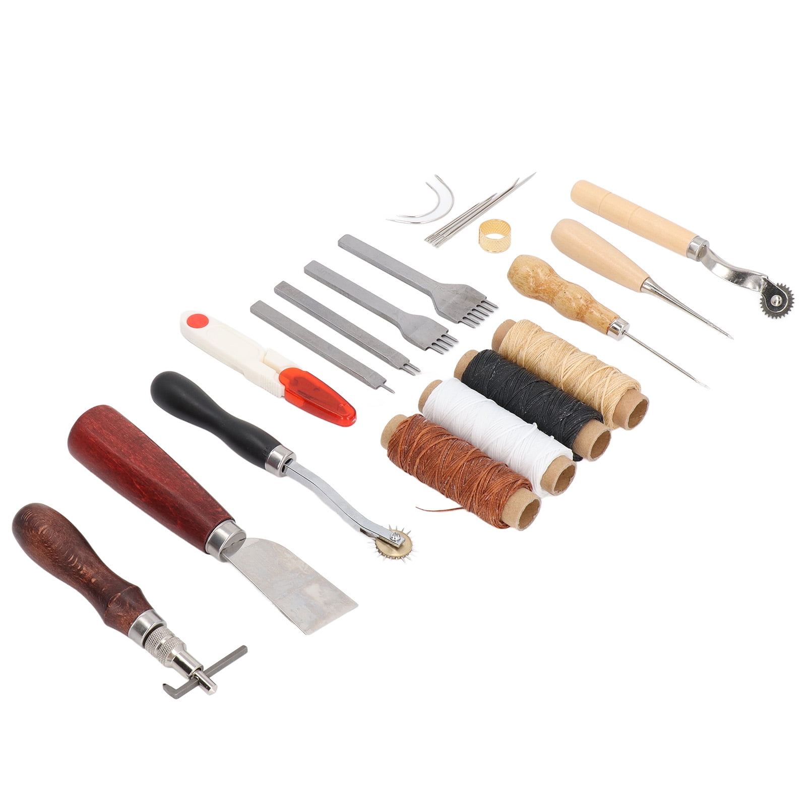 LAZIOEGR 23-Piece Leather Crafting Tools Hand Made Leather Bags DIY Repair Kits for Stitching Punching Sewing (8.27 inches / 21 cm)