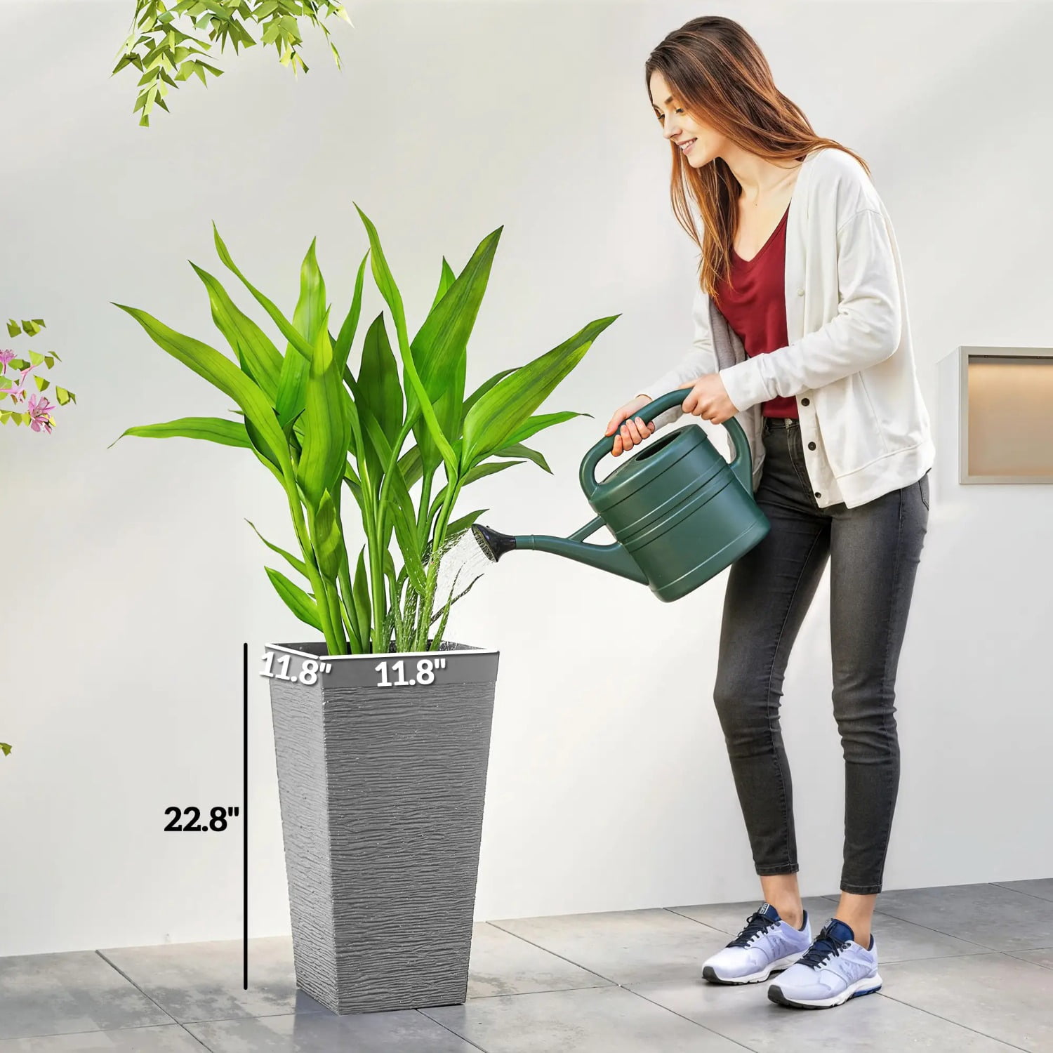 Set of 3 Plastic Flower Pots