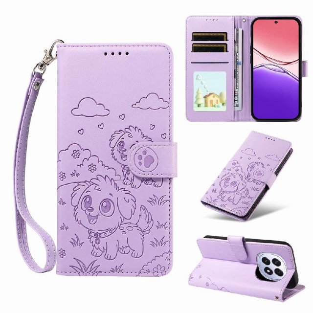 Funda Cartera GANGXUN con Diseño de Perrito en Relieve para OPPO F29 5G , Protección 360° con Ranuras y Correa Desmontable