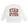 thumbnail image 5 of Women's Gameday Couture White Utah Utes Oversized Faded Formation Premium Fleece Sweatshirt, 5 of 5