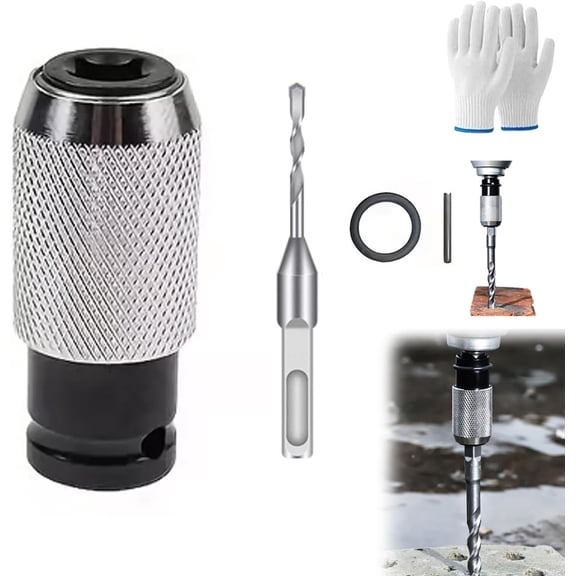 Electric Hammer To Drill Converter, Rotary Hammer Adapter with 4 Impact Drill Bits Set for Concrete Brick Stone Drilling