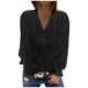 thumbnail image 1 of Mujeres Casual Sólido Escote en V Encaje Ahueca hacia fuera Jersey de manga larga Blusa adelgazante Camiseta Tops Fridja hkj3749, 1 of 6