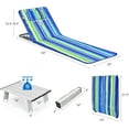 thumbnail image 2 of ZYPPP Beach Chairs, Folding Tanning Lounge Chairs with Table Set, Adjustable Patio Floor Chair, Outdoor Sunbath Chair with Desk, Pillow & Storage Bag for Outside, Patio, Poolside (Blue Stripe), 2 of 9
