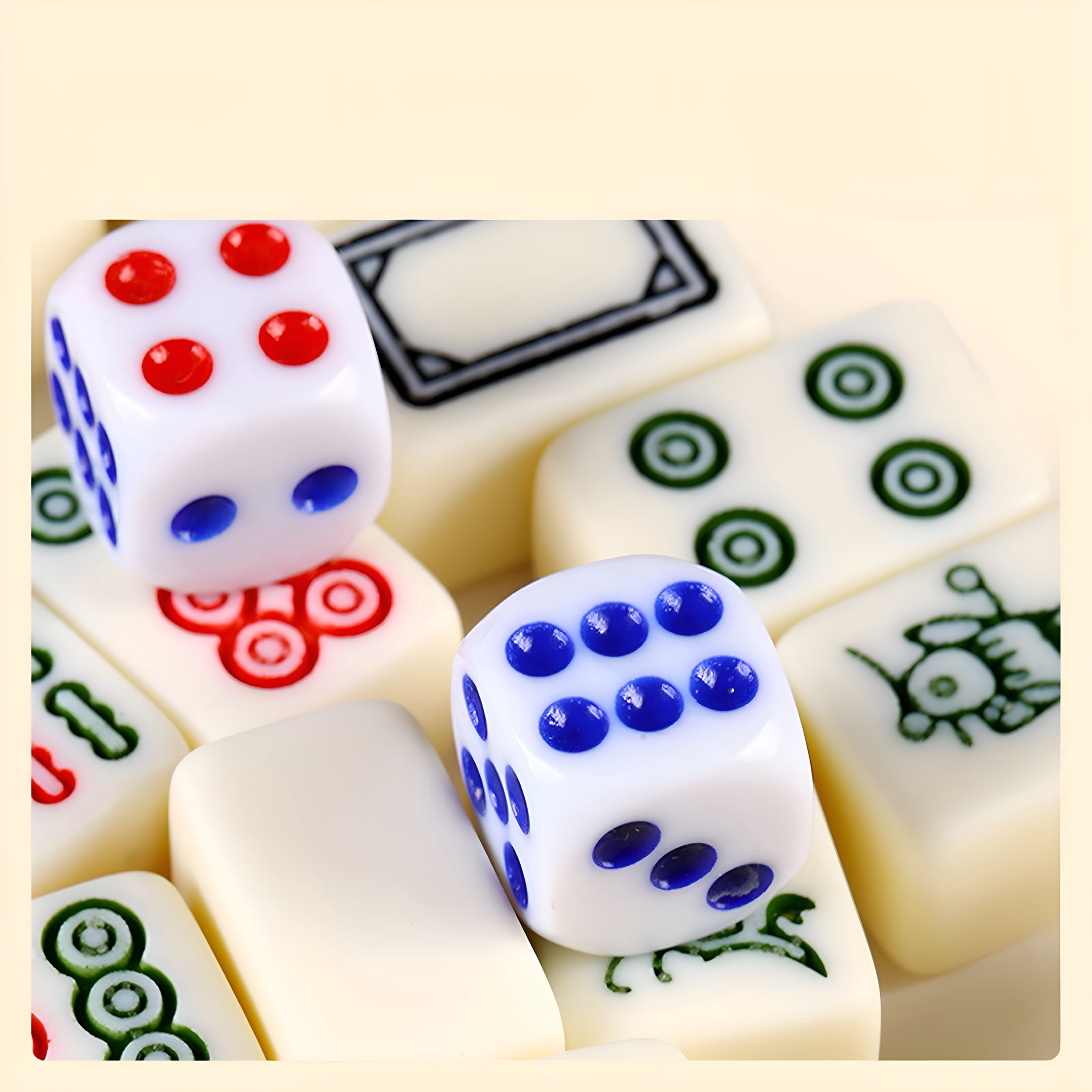CYFW 2026 New Mahjong Set-166 White Tiles with Printed Bag,4 All-In-One Racks Pushers-Complete Game Set,Chinese Mahjong Tile Set,For Game Nights,Family Gatherings,Social Events,Entertainment.