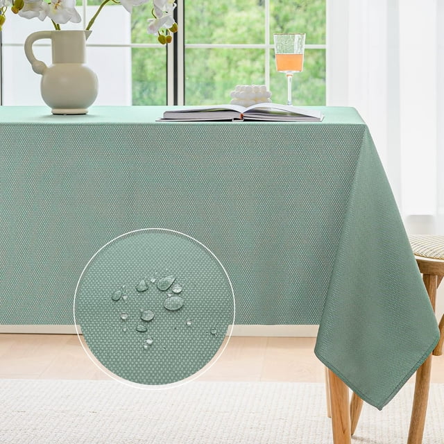 XINQIHANG Jacquard Rectangle Sage Green Tablecloth, 60 x 104 inch Minimalist Pattern Tablecloth, Wrinkle Free & Water Resistant & Wipeable Oil Cloth Table Cover for Parties/Banquet/Dinning, Sage Green