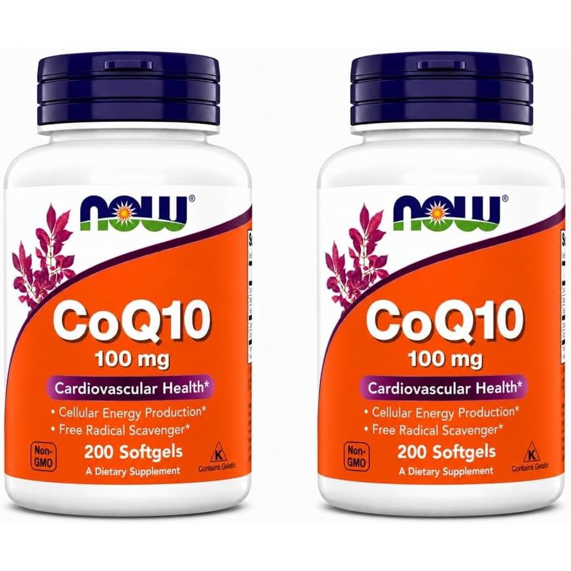 NOW Foods Supplements, CoQ10 (Coenzyme Q10) 100 mg, Pharmaceutical Grade, Cardiovascular Health*, 200 Softgels (Pack of 2)