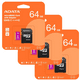 thumbnail image 1 of 3 Piezas De Micro Sd Adata Ausdx64guicl10 Con Adaptador 64gb, 1 of 4