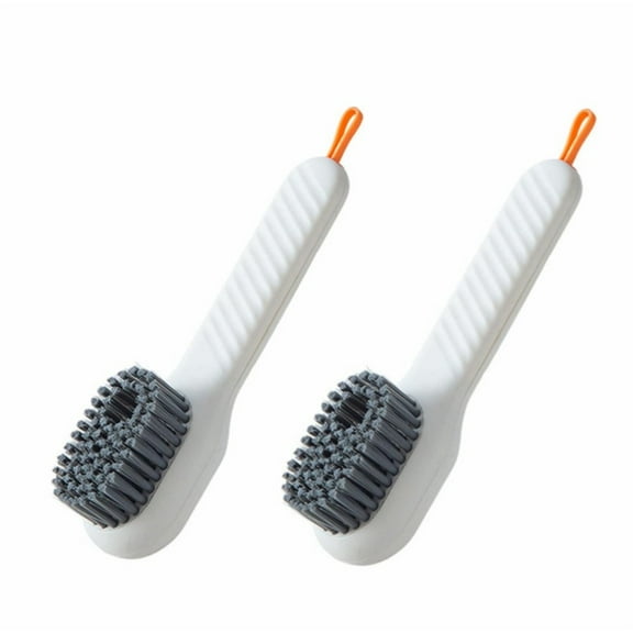 2-in-1 Cleaning Brush,2 Pack Multifunctional Liquid Shoe Brush,Cleaning Brush with Soap Dispenser,Shoe Laundry Scrub Brush,Soft Bristle Cleaning Brushes for Household Use (White)