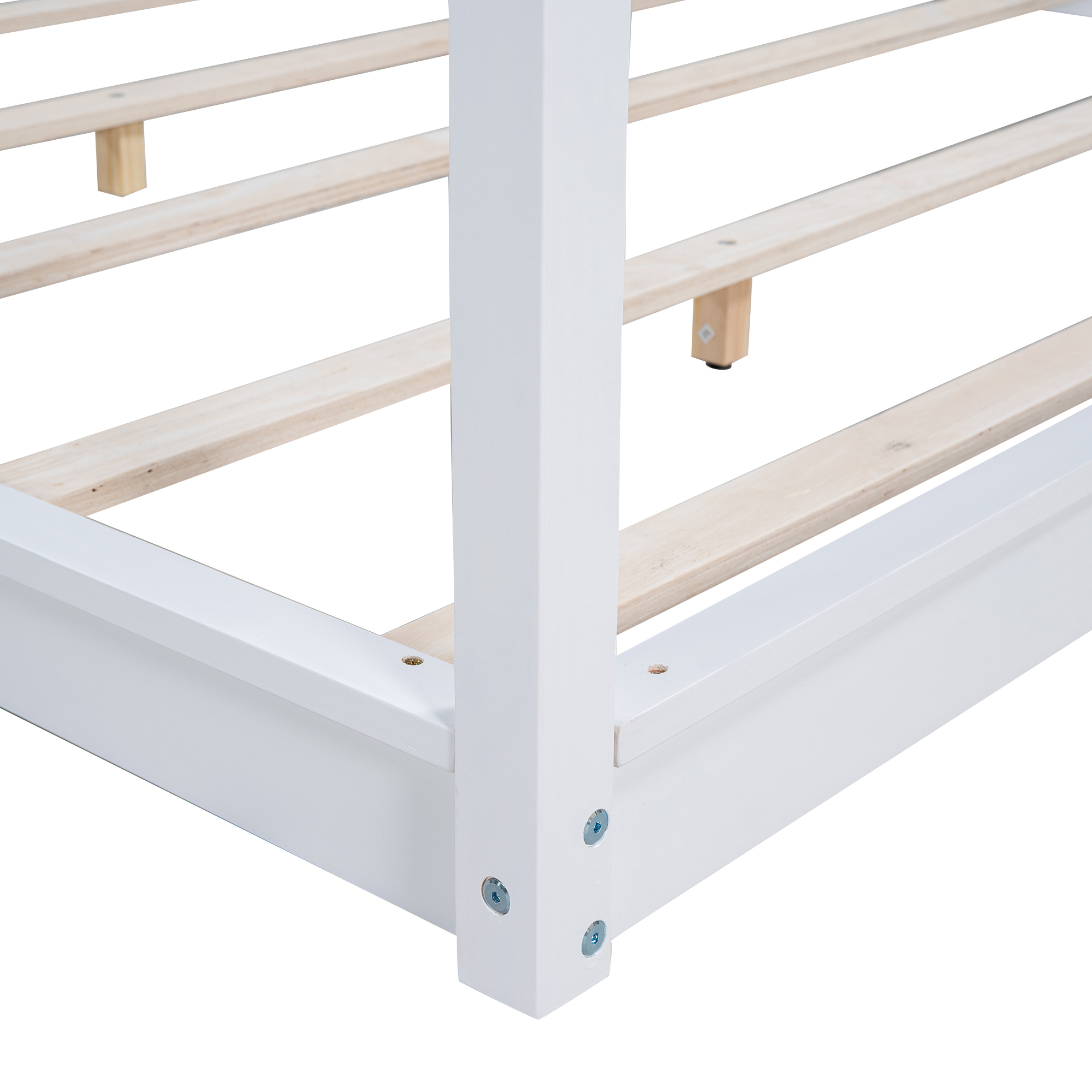 Euroco Wood King Size Canopy Bed, White