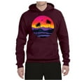 thumbnail image 2 of Wild Bobby, Tropical Paradise Beach Sunset, Streetwear, Unisex Graphic Hoodie Sweatshirt, Maroon, Large, 2 of 3