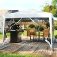 thumbnail image 2 of Gymax 10 FT x 10 FT Pop-Up Canopy Tent w/ Mesh Netting Carry Bag 8 Stakes & 4 Ropes Outdoor White, 2 of 10