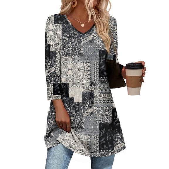 Wiholl 3/4 Length Sleeve Womens Tops Dressy Casual Plus Size Tunics to Wear with Leggings