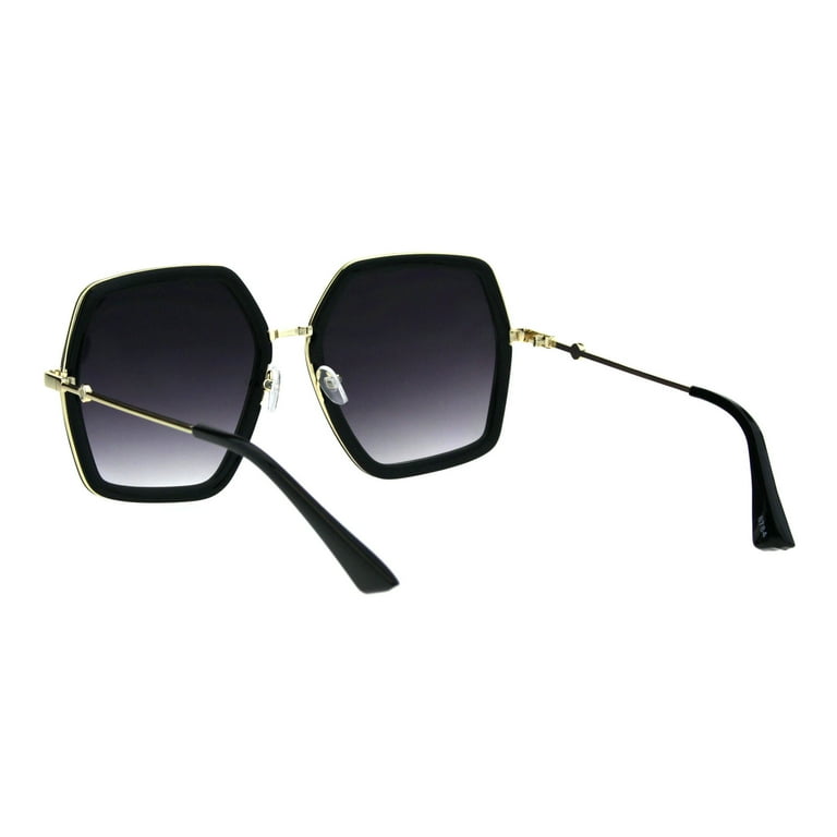 Women's Oversized Sunglasses Hexagon Shape Double Frame Shades