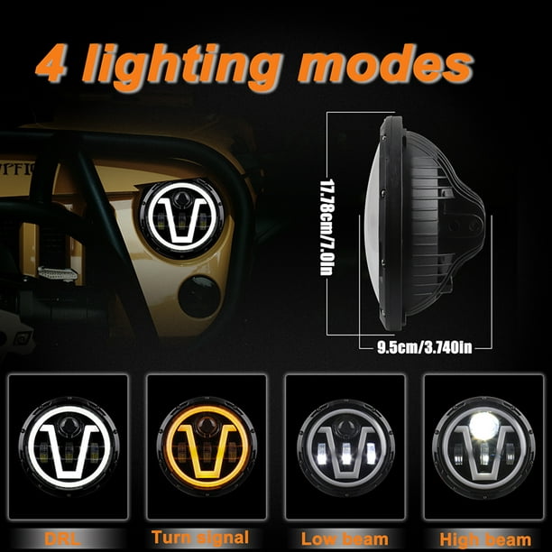 7 Pouces Rond LED Halo Phare Ampoule Lampe Pour Jeep JK TJ LJ H1