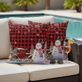 thumbnail image 4 of Christmas Snowman Outdoor Waterproof Pillow Covers, Buffalo Plaid Xmas Truck Pine Tree Snowflake Decorative Square Throw Pillowcase Sofa Cushion Sham for Patio/Couch/Chair, 26"x26" 2 Pack, 4 of 8