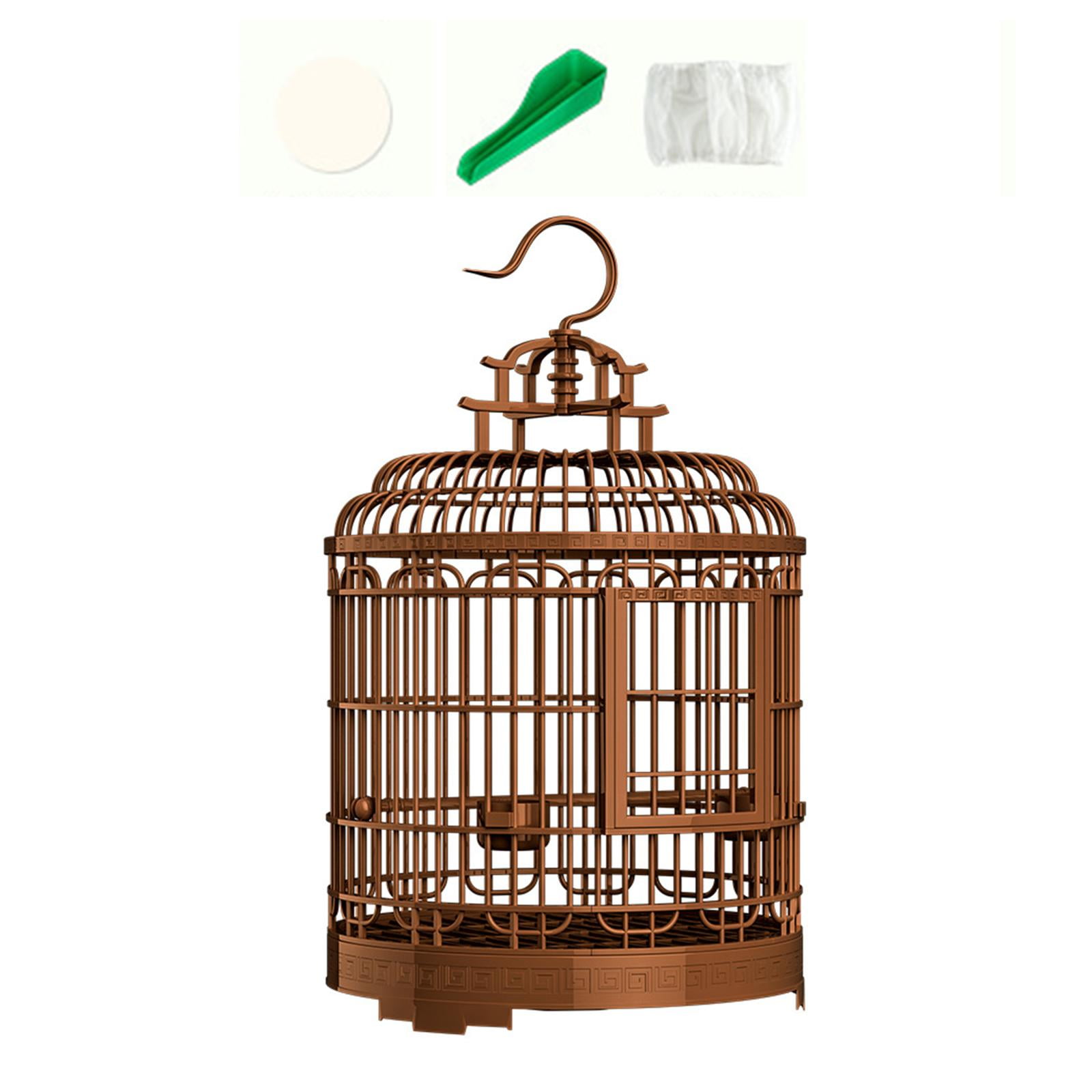 oshhnii Luxury Bird Cage Hanging Hook Parrot Stand Cage for Canary Finches Parakeets B