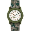 Kids' Green Analog Watch, Camo Elastic Fabric Strap